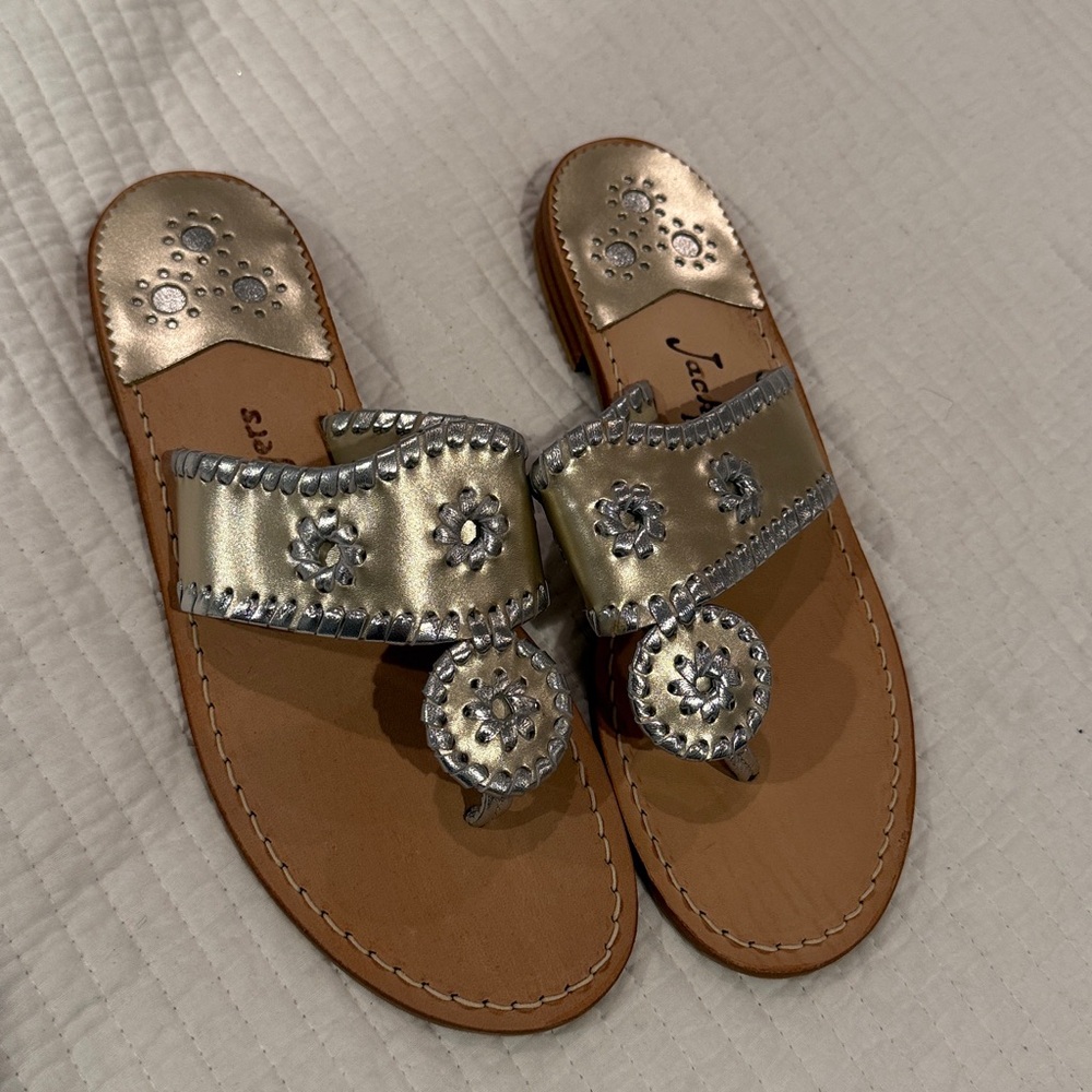 Jack Rogers Metallic Gold and Silver Sandals